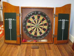 Dart Board in Solid Wood Cabinet W...