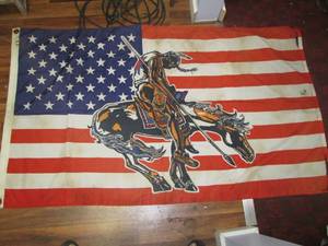 American Flag With Indian Riding Ho...