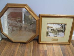 Framed Frosted Glass Deer Print & W...