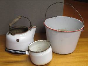 Enamel Pots & Kettle See Photos...