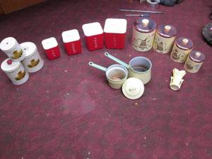 Lot of Vintage Nesting Canisters, &...