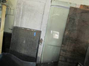Tin Pieces, Vintage Door, Glass, Barn Wood See Photos