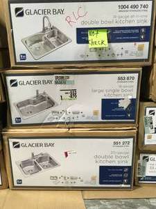 11 BOXES GLACIER BAY SINGLE & DOUBLE BOWL KITCHEN SINKS ALSO HAS ALL-IN-ONE KITCHEN SINK CUSTOMER RETURNS SEE PICS