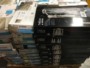 PALLET WITH MOEN & NEBIA FAUCETS FOR PARTS CUSTOMER RETURNS SEE PICS