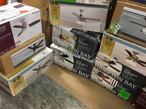 MIXED ASSORTED HAMPTON BAYHOME DECOR COLLECTION CEILING FANS WITH LIGHTS DIFFERENT TYPESCOLORS CUSTOMER RETURNS SEE PICS