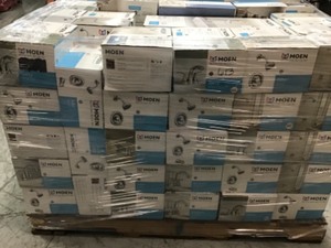 lot 11 image: PALLET WITH MOEN COMPLETE FAUCET SETS SEE PICS