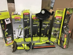 lot 20 image: PALLET WITH OUTDOOR RYOBI ASSORTED TOOLS CUSTOMER RETURNS SEE PICS