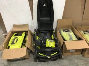 lot 28 image: PALLET WITH RYOBI OUTDOOR LAWN TOOLS CUSTOMER RETURNS SEE PICS