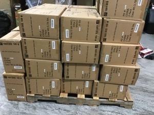 lot 39 image: 45 BOXES WITH NEW HAMPTON BAY Low-Voltage Black Outdoor Integrated LED Black Landscape Path Light with White Tulip Shade 2PK EA BOX CUSTOMER RETURNS SEE PICS