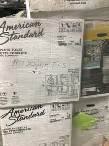 lot 41 image: PALLET WITH AMERICAN STANDARD TOILETS CUSTOMER RETURNS SEE PICS