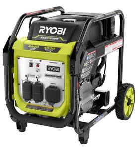 lot 9 image: RYOBI 4000-Watt Gasoline Powered Digital Inverter Generator (missing rubber feet)