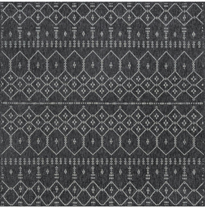 lot 15 image: TAYSE RUGS Serenity Black 7 ft. 7 in. x 7 ft. 9 in. Outdoor Square Area Rug