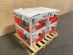 lot 24 image: YARD MACHINES Lot of Four- 20 in. 125 cc OHV Briggs and Stratton Gas Walk Behind Push Mowers