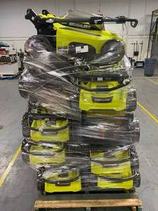 lot 33 image: RYOBI Lot of Nine- 20 in. 40-Volt Push Behind Mowers