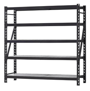 lot 40 image: HUSKY 90 in. W x 90 in. H x 24 in. D 5-Shelf Welded Steel Garage Storage Shelving Units with Wire Deck in Black