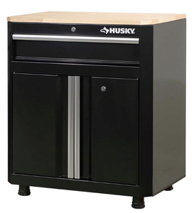 lot 48 image: HUSKY 28 in. W x 33 in. H x 18 in. D 1-Drawer 2-Door Steel Garage Base Cabinet