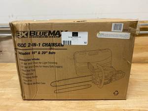 lot 50 image: BLUE MAX 2-In-1 20 in. and 14 in. 45cc Gas Chainsaw Combo with Blow Molded Case (MISSING 14 Blade)