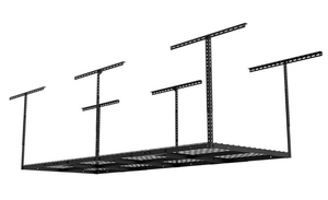 lot 52 image: FLEXIMOUNTS 8 ft. x 3 ft. Heavy-Duty Overhead Garage Adjustable Ceiling Storage Rack in Black
