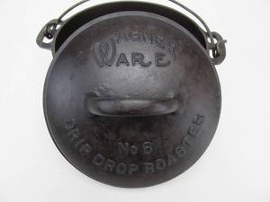lot 22 image: Beautiful Antique WAGNER Cast Iron Drip-Drop No. 6 Roaster wLid