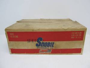 lot 25 image: Full Case of NOS Unused SNOBIL Snowmobile Motorcycle Oil Cans