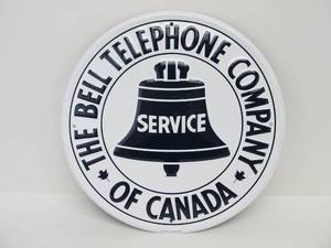 lot 38 image: NOS Vintage Embossed Tin BELL SERVICE Telephone Sign