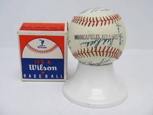 lot 40 image: Original 1960s MINNEAPOLIS MILLERS Team Signed Baseball wBox