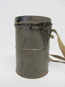 lot 41 image: Authentic WW1 German Military Leather Gas Mask in Original Metal Canister