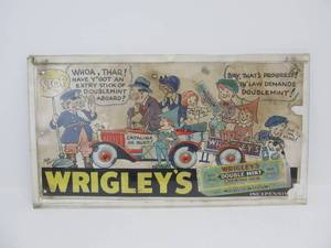 lot 45 image: Original 1920s WRIGLEYS Double Mint Chewing Gum Advertising Trolley or Street Car Sign