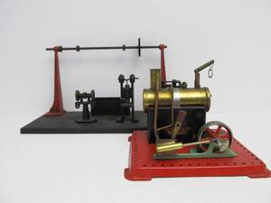 lot 48 image: Vintage Steam Engine Tin & Cast Iron Tool Toys