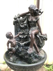 lot 157 image: LARGE Working 3-Piece Figural Art Nouveau Water Fountain