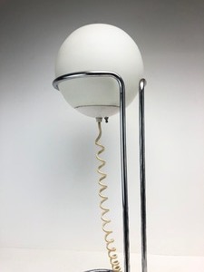 lot 174 image: Vintage Mid Century Tubular Chrome White Glass Globe Basket Lamp