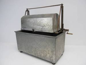 lot 83 image: Awesome Original 1930s CLARK Salesman Sample Casket Lowering Burial System