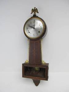 lot 87 image: Antique SESSIONS Somerset Wall Clock wEagle Finial