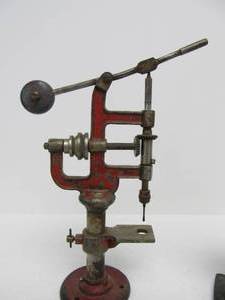 lot 116 image: Large Antique German BING Cast Iron Steam Engine Toy Drill Press & Band Saw