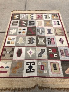 lot 196 image: Vintage Southwestern Hand Knotted Wool Rug or Blanket