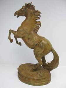 lot 125 image: Excellent LARGE Rearing Stallion Metal Horse Sculpture by Maitland-Smith