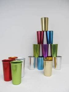 lot 212 image: Lot of Multi-Color Aluminum BASCAL Mid Century Italian Aluminum Tumblers