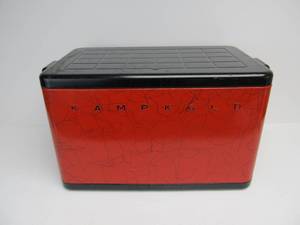 lot 216 image: Mid Century 1950s KAMPKOLD Metal Cooler - Red & Black
