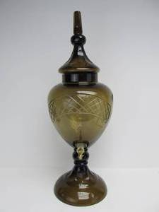 lot 221 image: HUGE Czech Cut Crystal Faceted Drink Dispenser