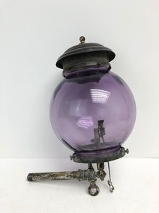 lot 263 image: Antique COLT&nbspRailroad Caboose Wall Sconce Gas Lamp wPurple Glass Globe