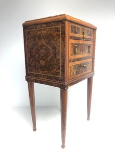lot 269 image: Antique Signed French MAISON KRIEGER Marble Top Small 3-Drawer Chest