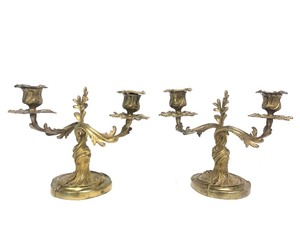 lot 86 image: Matched Pair of Antique Art Nouveau Candle Stands