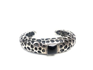 lot 291 image: Heavy Sterling Silver Signed Dian Malouf Cuff Bracelet & Silver Nugget Style Sterling & Amethyst Ring