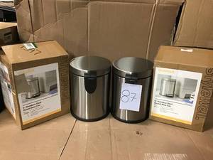 Lot of 2 StyleWell 1.3 Gal. Stainless Steel Round Step On Trashcan