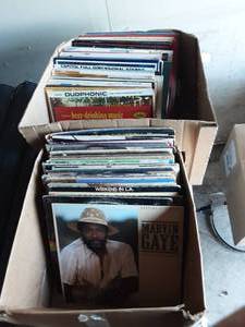 lot 21 image: 2-Boxes Of Assorted Record Albums (Polka, Beer Drinking Music AND George Benson, O Jays, Marvin Gay)
