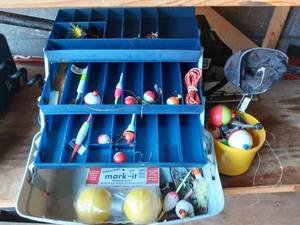 lot 34 image: Tackle Box & Contents & Small Bin Of Related
