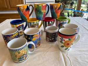 lot 9 image: Lot of 13 Decorative Coffee Mugs