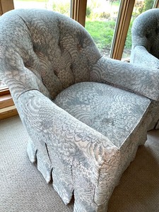 lot 96 image: Pair of Light Blue Upholstered Chairs