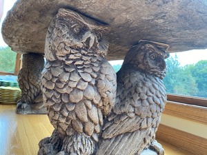 lot 56 image: Amazing Owl Themed Concrete  Bench