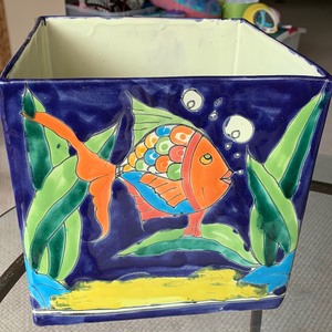 lot 118 image: Three Mexico Square Pottery Planters
